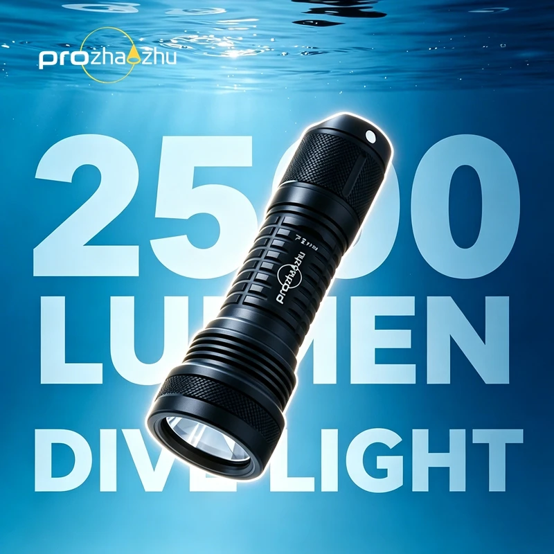 PROZHAOZHU DL-B22N Super Bright 2500LM SFT40 LED Diving Flashlight IP68 150M Deep Waterproof Rechargeable Underwater Scuba Torch