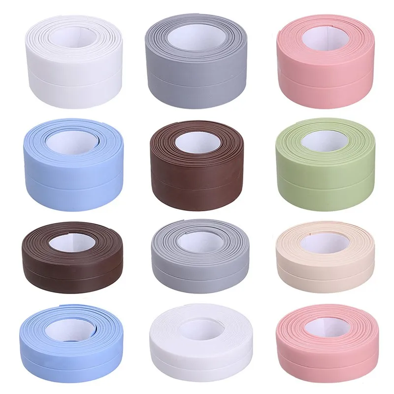 1m Adhesive Tape PVC Wall Corner Sealing Waterproof Self Adhesive Tile Crack Sink Edge Repair Sealant Tape Kitchen Crevice Strip