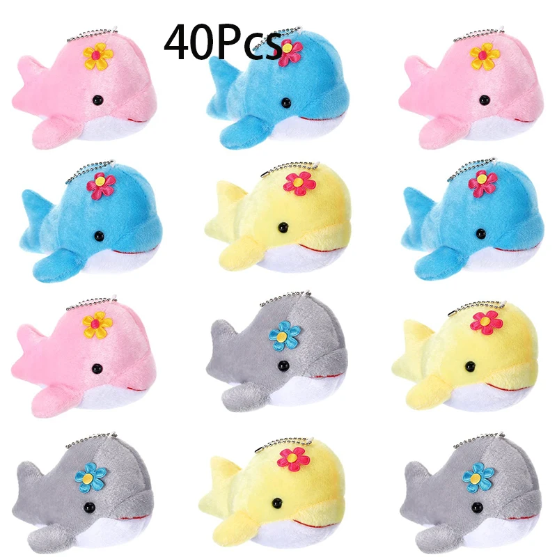 

40Pcs Animals Plush Keychains Small Dolphin Keychains Plush Gift Kids Party Favor Decorations Plushies Doll Keychain Pendant