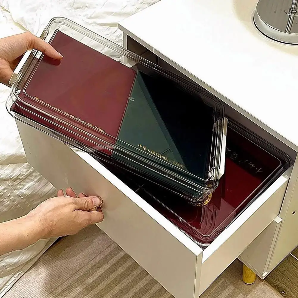 Snap-on File Box Plastic Document Organizer Capacity Stackable Transparent File Storage Box Organizer for Documents for Easy