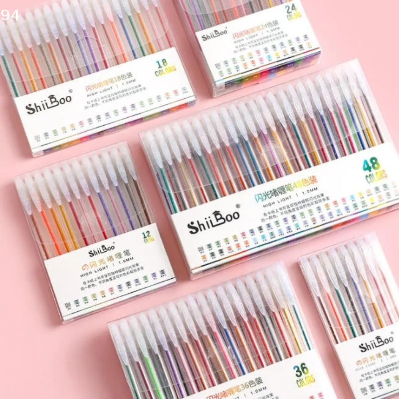 Flash Metal Gel Pen 12 Color Set Tip Flash Pen DIY Crafts Student Art Painting Stationery SuppliesNF stationery