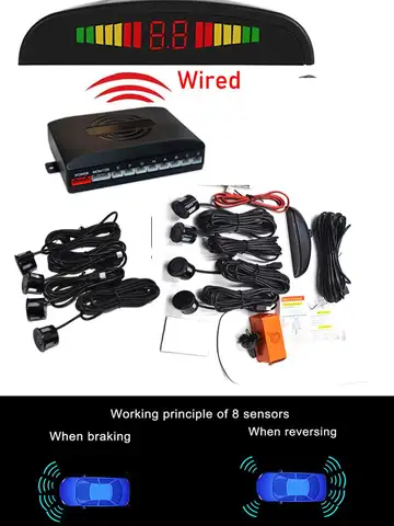 자동차 Parktronic LED 주차 센서 8 센서 역방향 백업 자동차 주차 레이더 모니터 감지기 시스템 22MM 백라이트 디스플레이