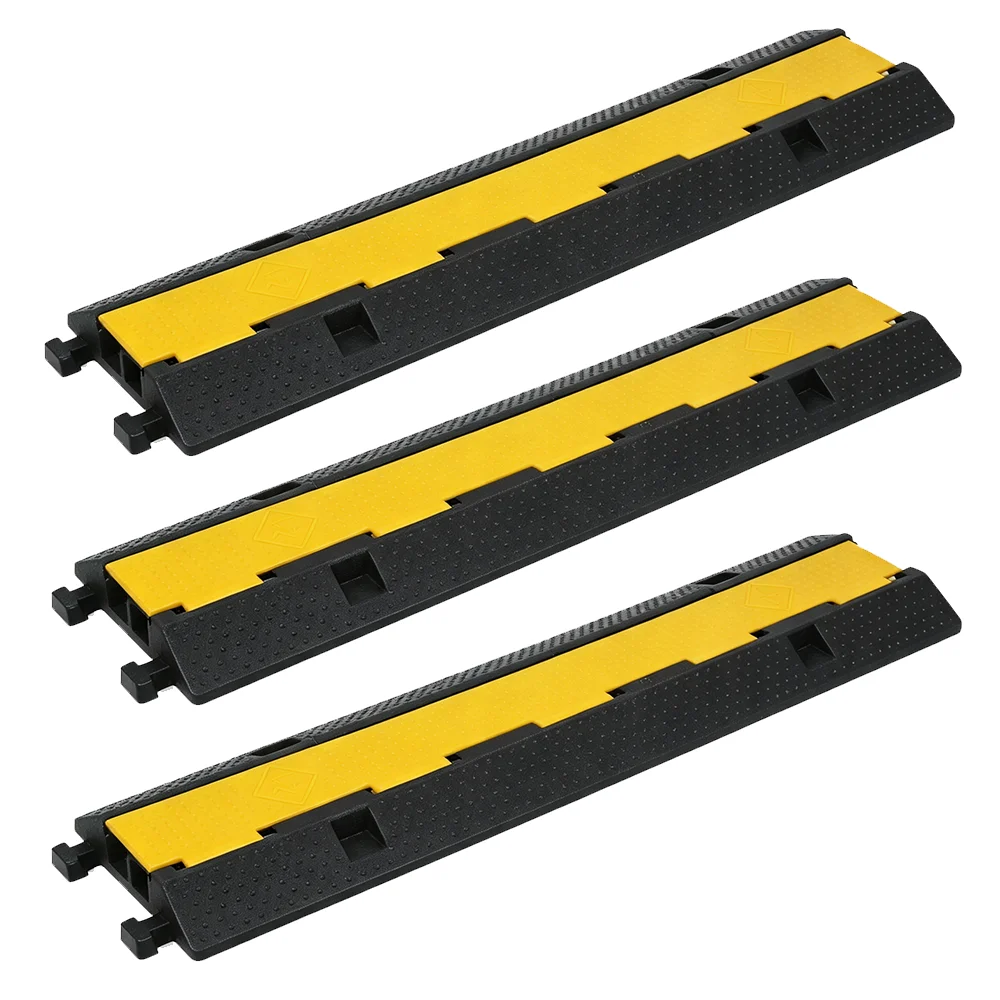Rampa protettiva per cavi, con elementi in gomma e PVC, tappetino protettivo per cavi a 2 canali, ideale per parcheggi e magazzini, dimensioni 100 x 24 x 5 cm.