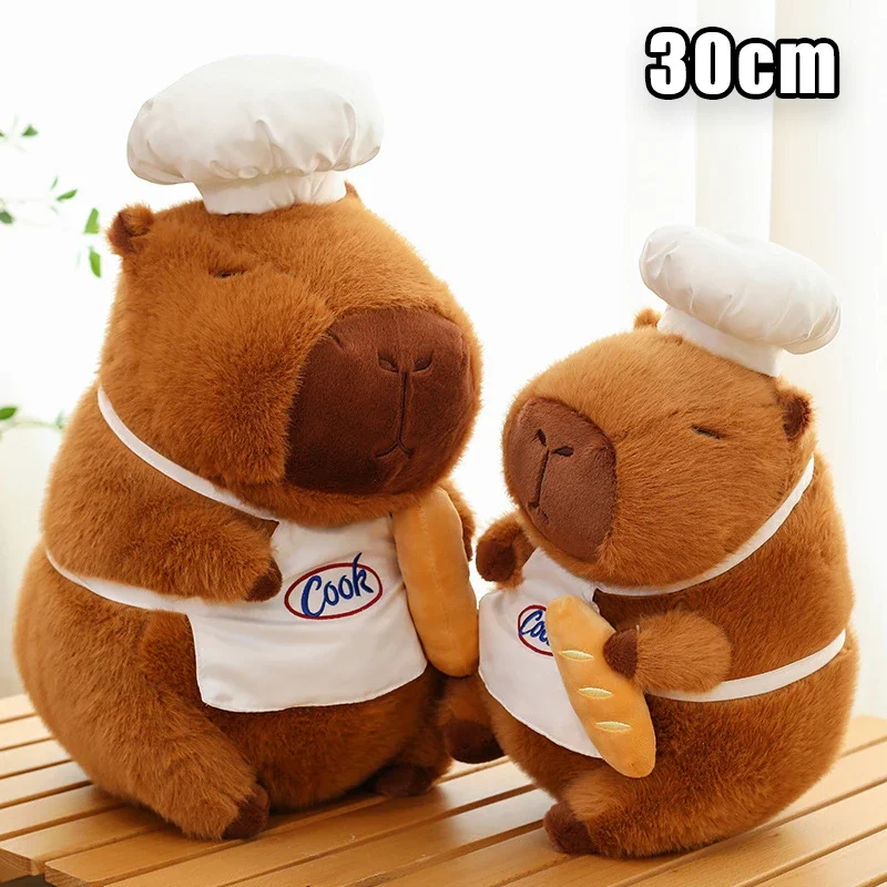 30Cm Kok Capybara Pluche Simulatie Baker Kapibala Anime Pluizig Speelgoed Schattige Brood Pop Knuffels Zachte Pop Kerstcadeau