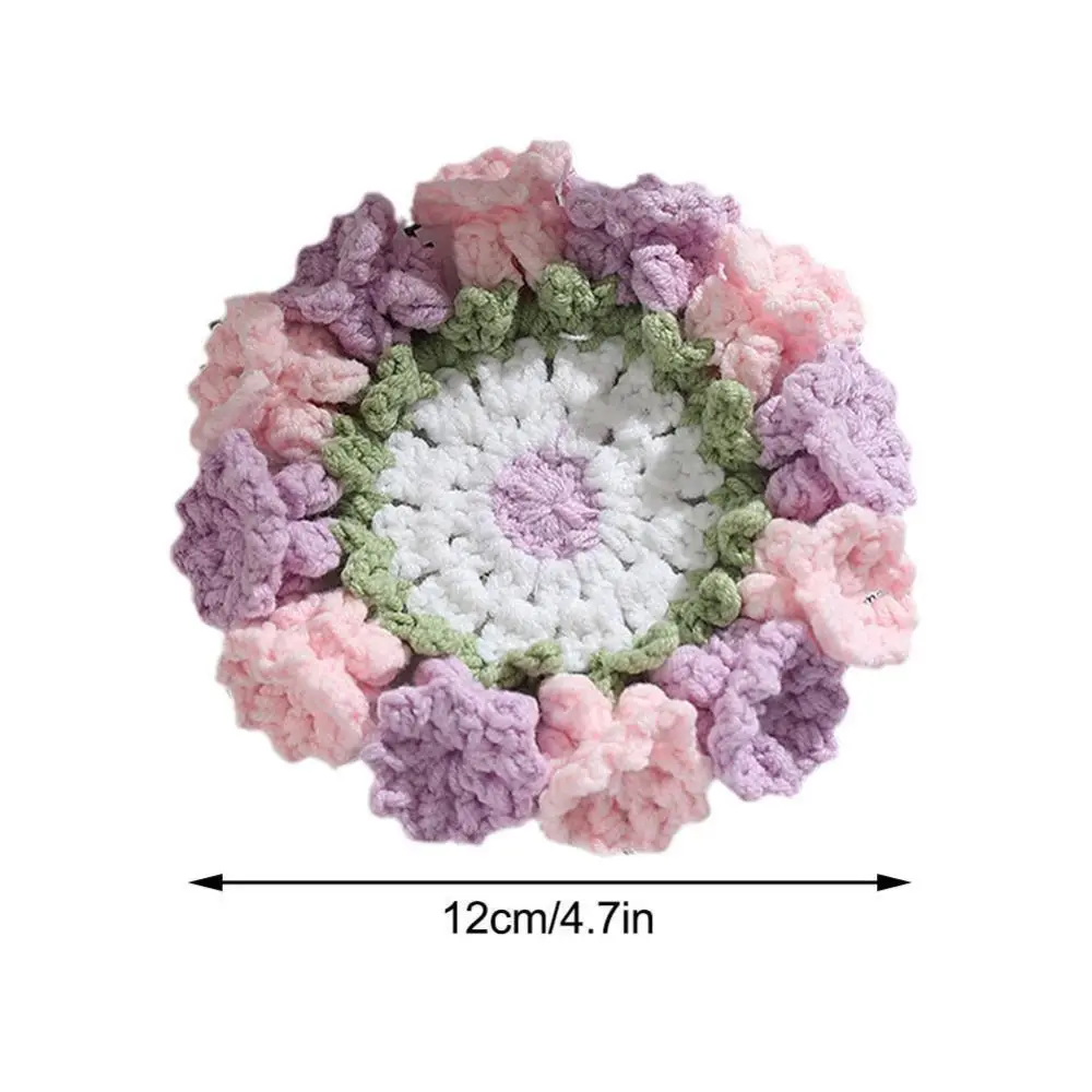 Cup Accessories Crochet Flower Coaster Book Painted Pattern Hand-Knit Cup Mat Handmade Home Decoration