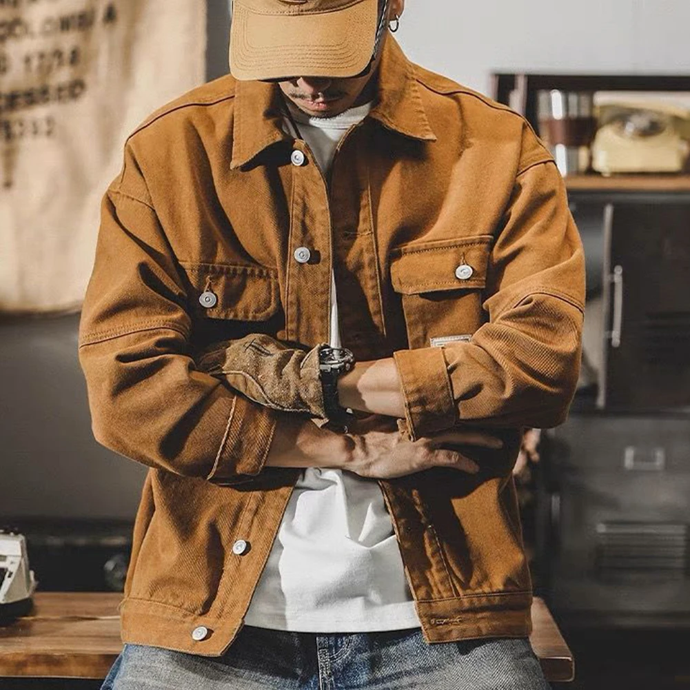 เสื้อโค้ทผู้ชายทรงหลวมแขนยาว, เสื้อโค้ทสำหรับใส่ทำงานกลางแจ้งไซส์ใหญ่ดูแลรักษาง่ายทนทานใช้ได้ทุกวัน