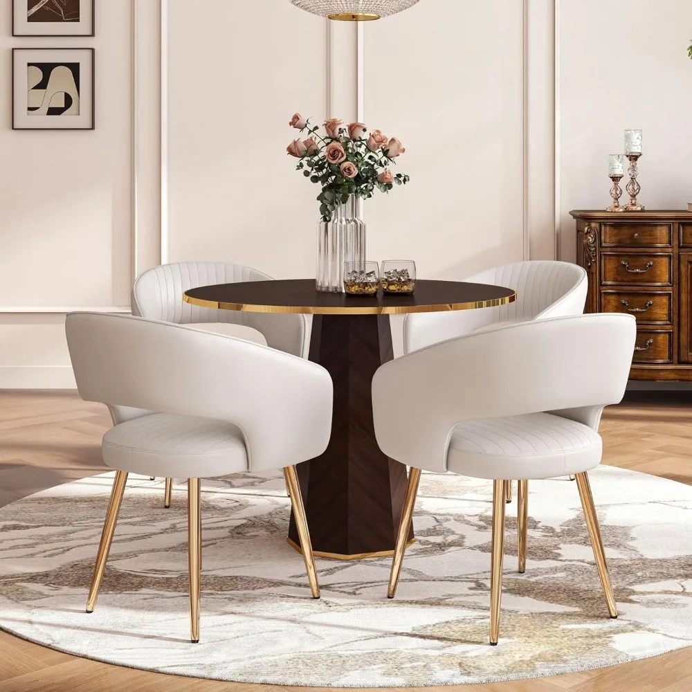 

Cafe Chairs, Modern Upholster Kitchen Chair Gold Metal Legs, Hollow Back, Accent Side Chair Dining Room Livingroom Reception