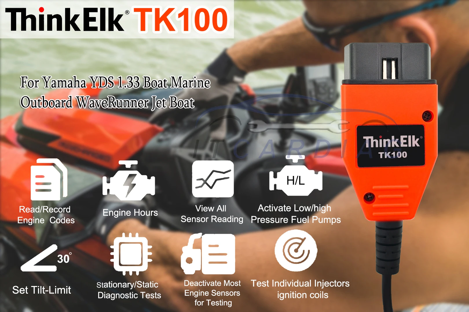 For Yamaha YDS 1.33 Boat Marine Outboard WaveRunner Jet Boat before 2017 ThinkElk TK100 Diagnostic Cable Adapter Kit Connectors