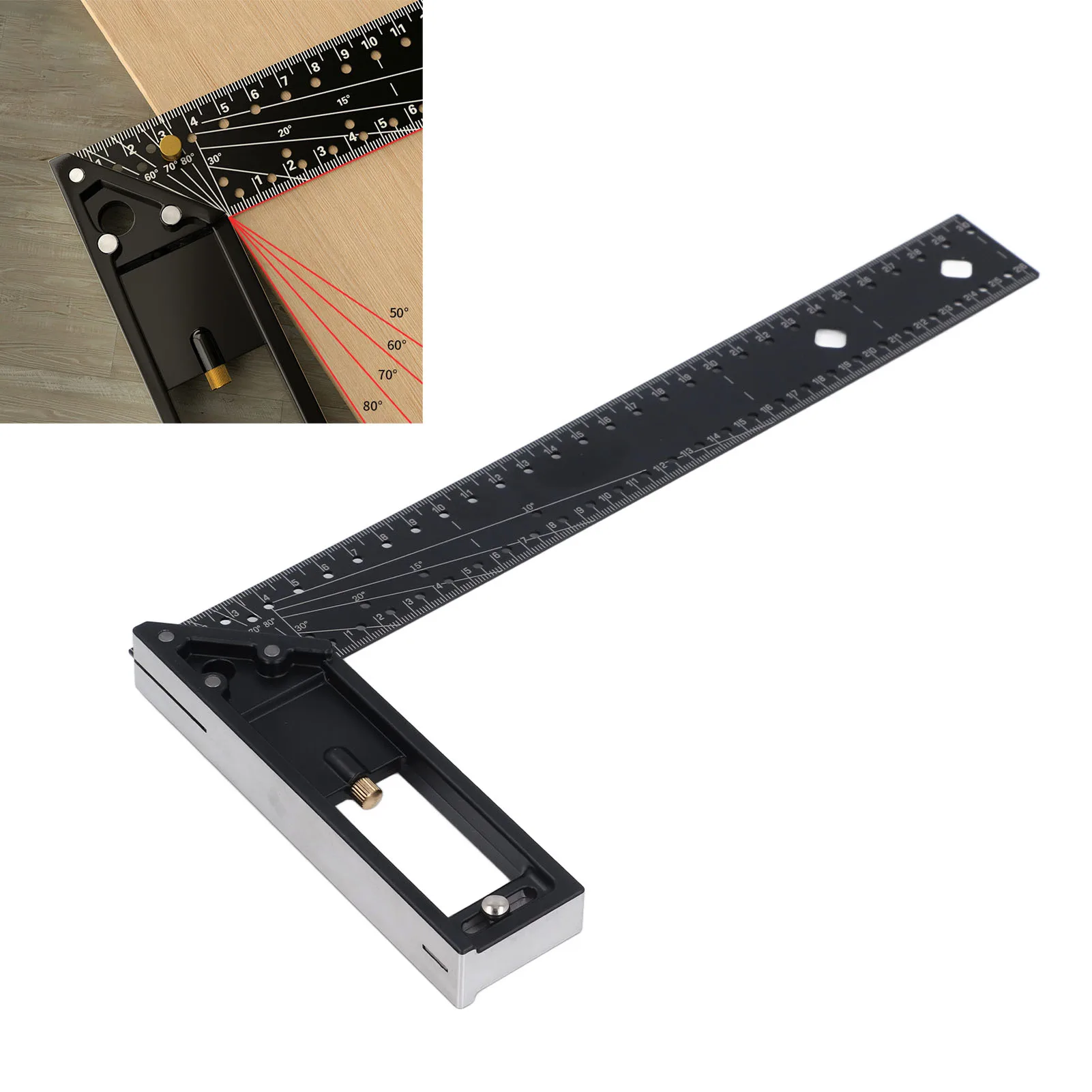 12inch Multi Angle Measuring Ruler Professional 45 90 Degree Universal Combination Right Angle Accurate Measuring Tool