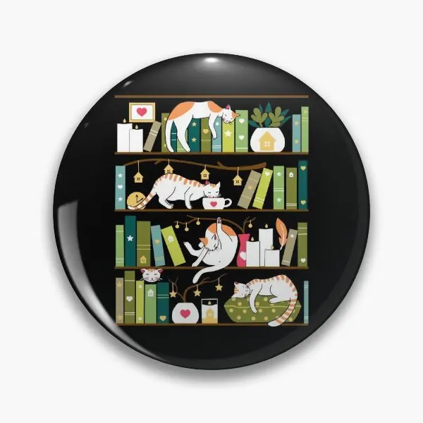 Library Cats Whimsical Cats On The Boo  Soft Button Pin Lover Brooch Clothes Jewelry Lapel Pin Gift Decor Cartoon Cute Hat Funny