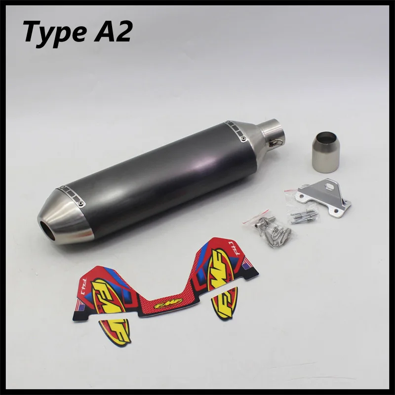Länge 470mm Einlass 51mm Motorrad-Auspuffrohr FMF 4T Schalldämpfer mit Halterung Universal Motorrad Motocross Roller Auspuff Moto