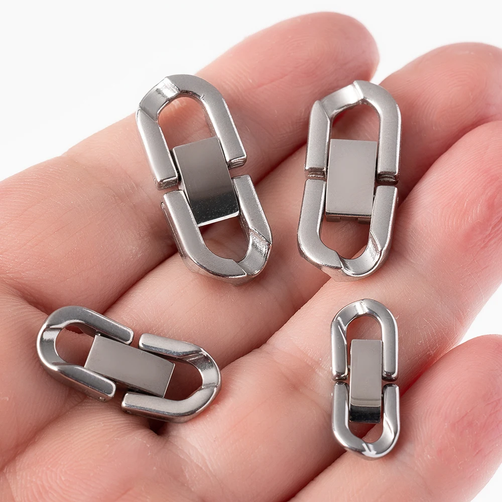 2pcs Stainless Steel Clasps Cuban Closure Chain Buckle Connectors For DIY Bracelet Necklace Jewelry Making Supplies Accessories
