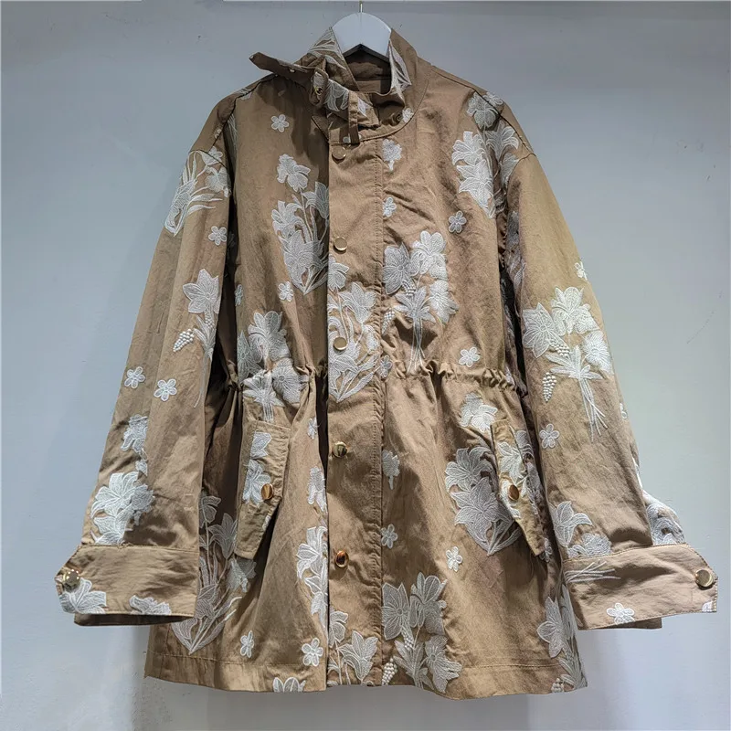 

SuperAen модное жаккардовое пальто с воротником-стойкой в европейском и американском стиле, женское пальто 2026, весенний дизайн, свободные пальто