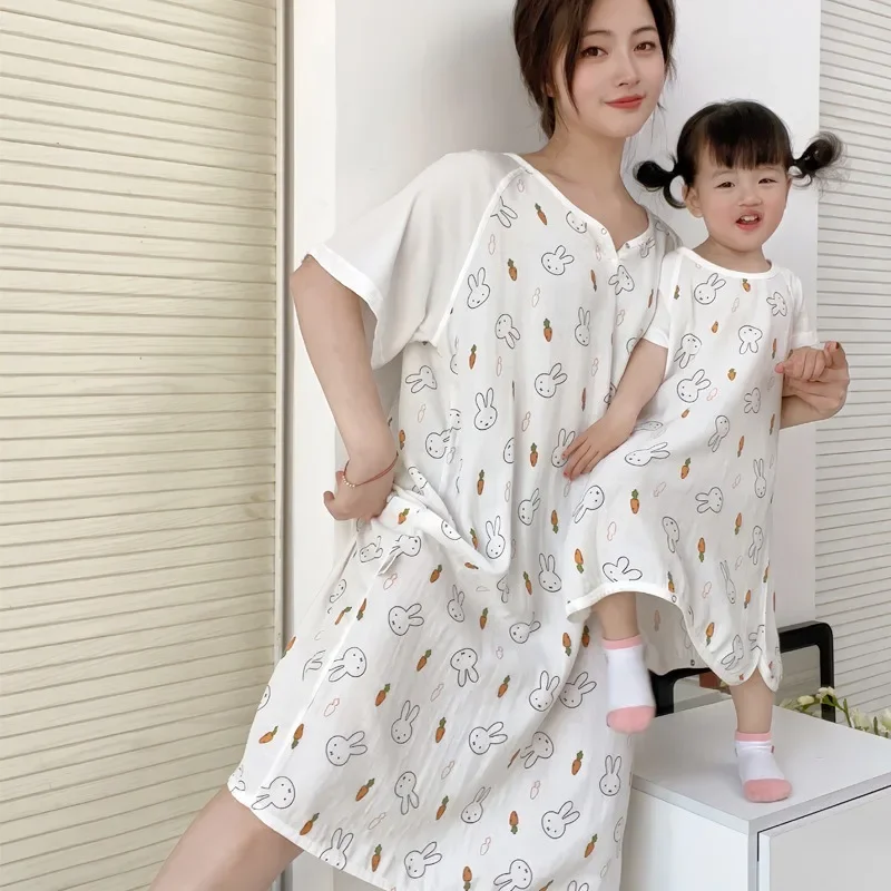 New 2024 Baby Home Clothing Girls Home Clothing Bamboo Cotton Gauze Summer Children's Pajamas