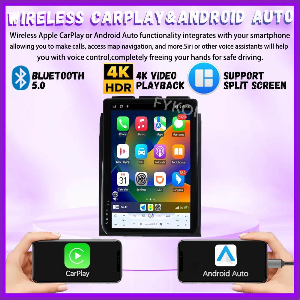 Android 15 Tesla Screen 14.5 Inch For Ford F150 2015-2022 Carpaly GPS Car Radio Multimedia Video Player Head Unit Bluetooth WIFI
