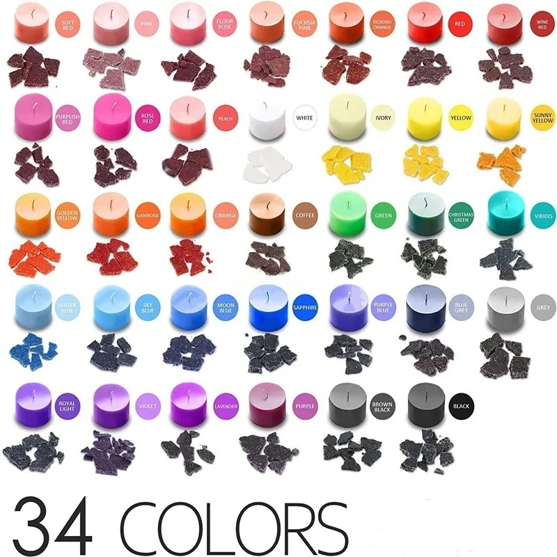 34-color Candle Dye Diy Scented Candle Making Pigment Flake Soy Wax Pigment Color Block Soy Candle Making Kit Diy Supplies