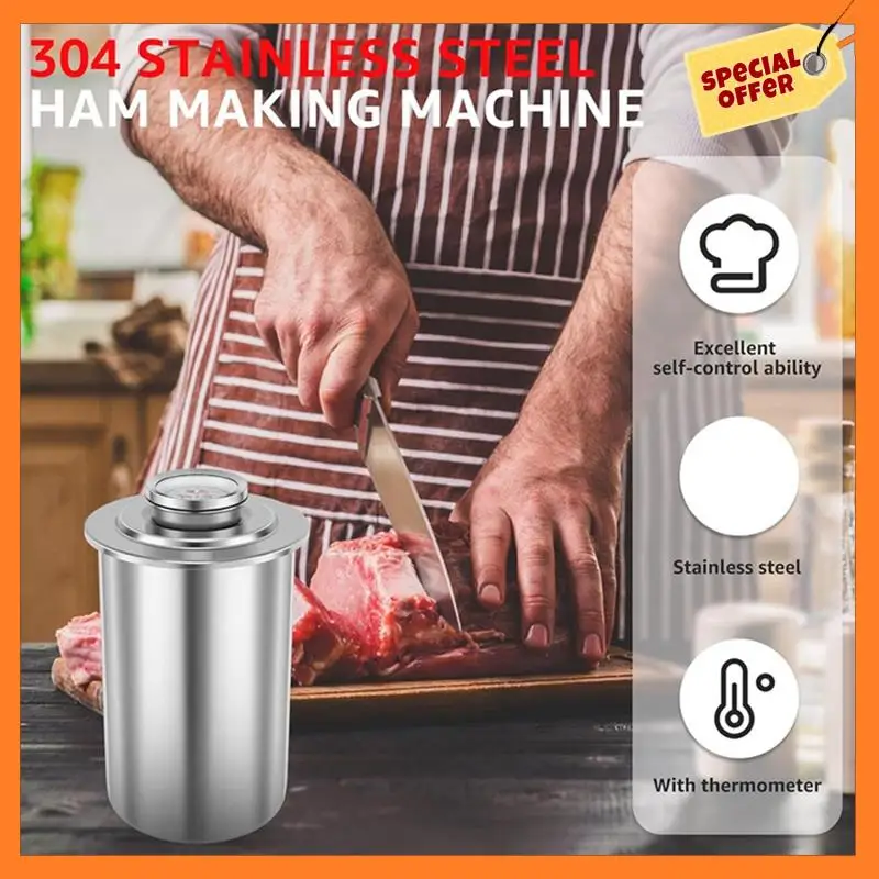

AD08-Ham Maker Meat Press Cooker With A Thermometer Round Shape Deli Meat Press Mold For Meat Pork Seafood Beef Fish Poultry