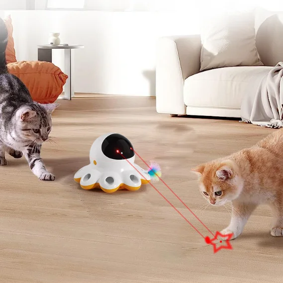 Cat Play Toy Automatic Rolling Intelligent Training Cat Interactive Toy Cat 360 Degree Rotation Laser