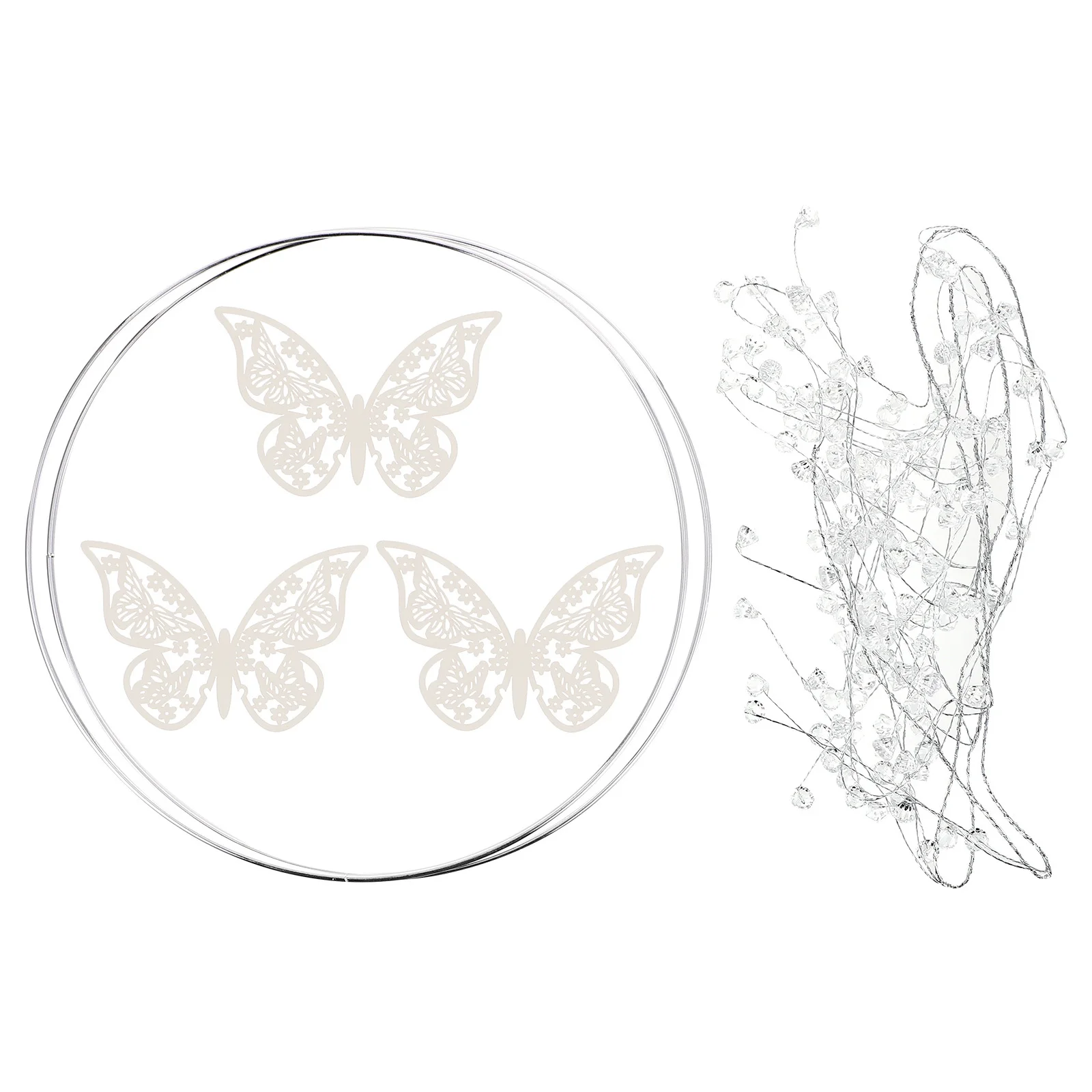 1Set Rhinestone Butterfly Cake Decoration Set Iron Big Ring Baking Cake Decor Adornment for Wedding Birthday Party