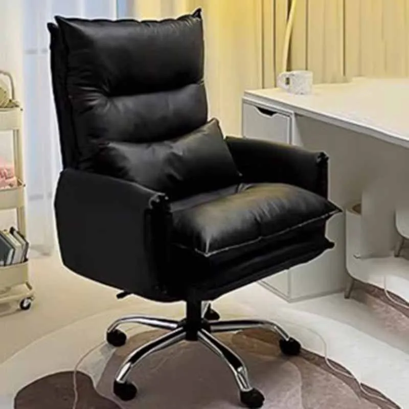 

Leather Elastic Office Chair Waterproof Gel Memory White Comfy Office Chairs Footrest Fluffy Cadeira Escritorio Office Furniture