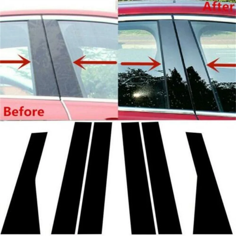 For Jeep Cherokee KL 2014-2019 2020 2021 2023 Glossy Piano Black Car Door Window Pillar Center Post Trim Stickers Auto Styling