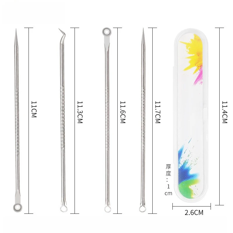 Kit per la rimozione della testa nera in acciaio inossidabile 4 pezzi Strumenti per l'estrazione del comedone in oro rosa Cura delicata delle imperfezioni dell'acne Detergente per il viso per uso domestico
