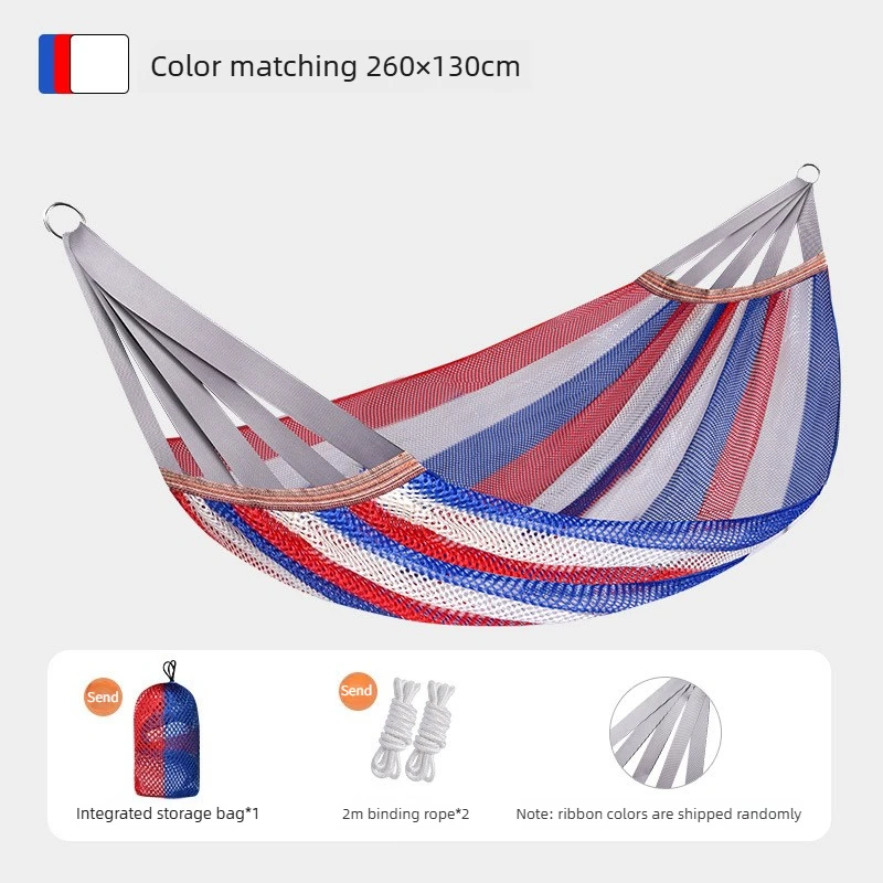 Portable Anti-Roll Double Hammock Ice Silk Mesh Breathable Camping Swing Chair Outdoor Garden Yard Hammock with Storage Bag image 6