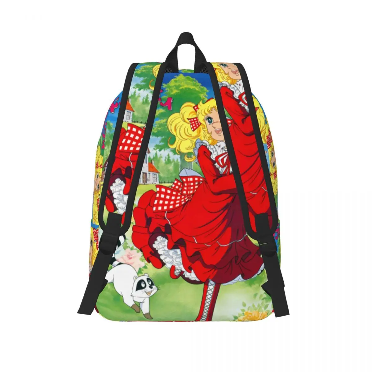 남성 여성을위한 맞춤형 캔디 캔디 만화 캔버스 배낭 방수 대학 학교 애니메이션 만화 가방 인쇄 책가방
