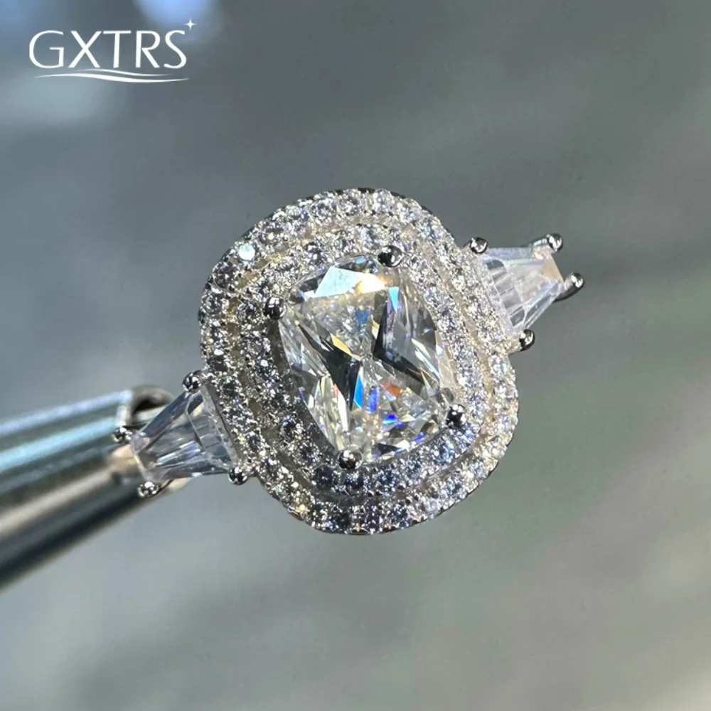 

GXTRS 2CT настоящие кольца с муассанитом для женщин, стерлинговое серебро 925 пробы, роскошное лабораторное обручальное кольцо с бриллиантами, покрытие 18 К, ювелирные изделия, сертифицированные