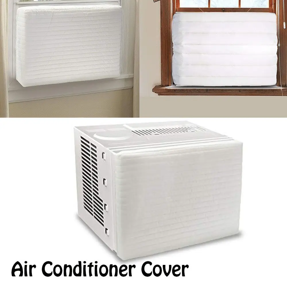 New with Elastic Straps Double Insulation Inside Window Indoor Air Conditioner Cover White AC Unit Protection Cover