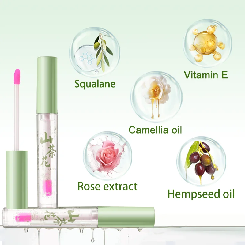 น้ำมันบำรุงริมฝีปากเปลี่ยนสี Camellia Magic, ผสมสควาเลนจากพืช, ให้ความชุ่มชื้นและบำรุง, ติดทนนาน, ไม่เหนียวเหนอะหนะ