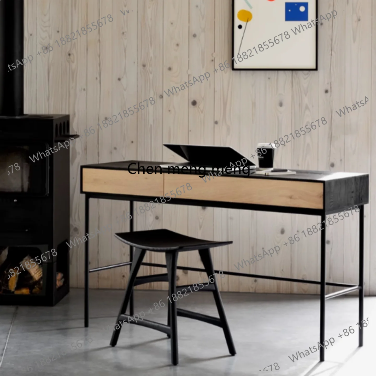 

Nordic living room bedroom solid wood drawer desk porch storage table black