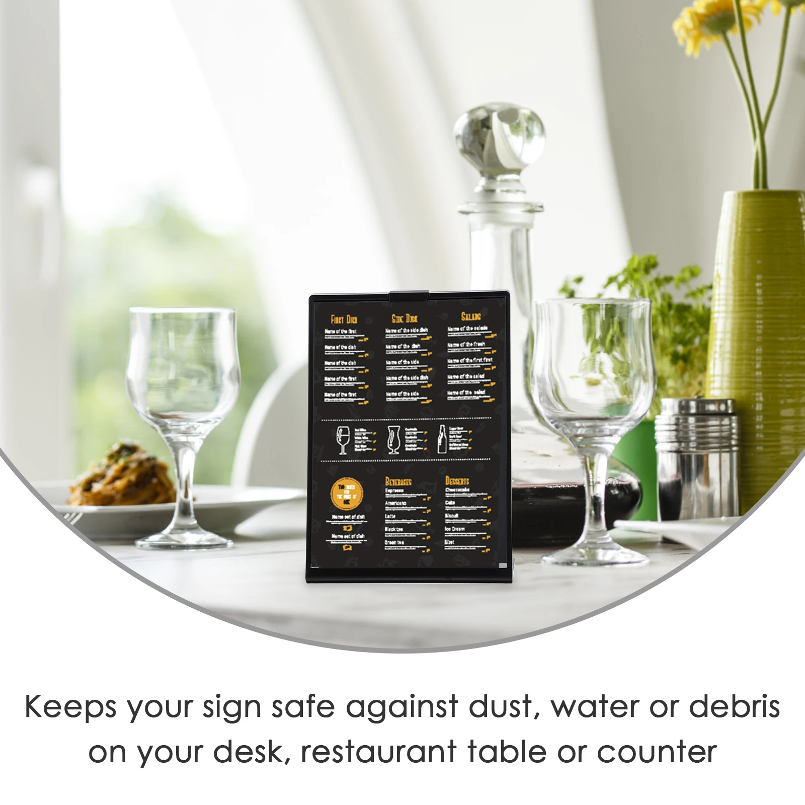 

L Shaped QR Code Display St Black A5 148x210mm Stable Tabletop Sign Holder Menu Price List Photo Practical Use Dust Water