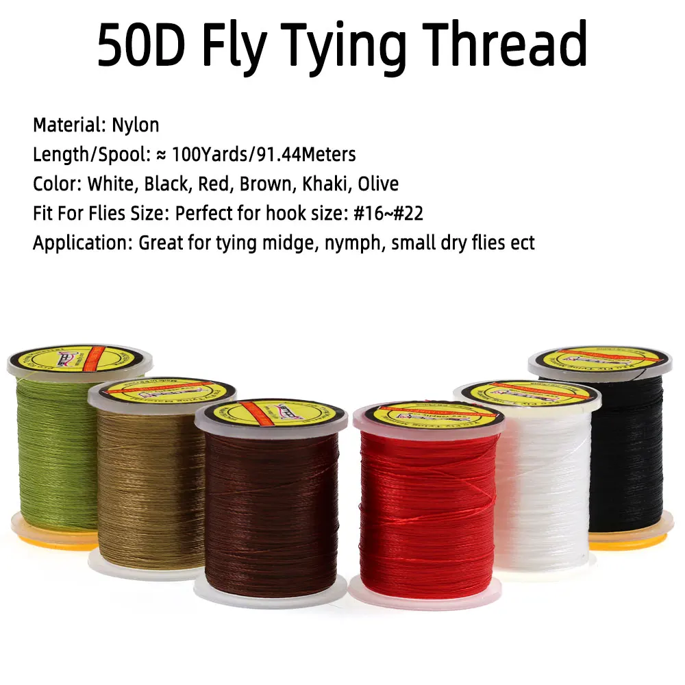 50D Fly Tying Thread Floss For Size 16 ~ 22 Flies Midge Nymph Fly Tying Material Olive White Red Yellow with Standard Bobbin - view 2