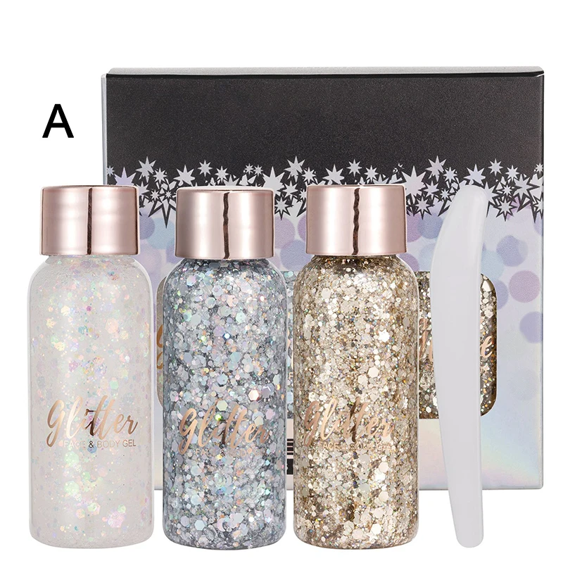 Glitter Oogschaduw Glitter Gel 3-delige Set Zeemeermin Gezicht Bodylotion Optreden Nachtclub Make-Up