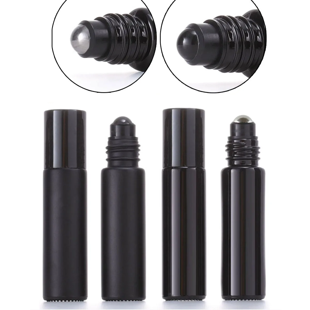 

1X 10X 5ML 10ML Glass Black Roll On Bottle Essential Oil Natural Obsidian Ball Roller for Perfume Aromatherapy Refillable Travel