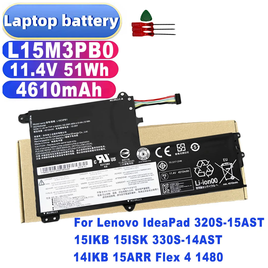 High Quality L15M3PB0 Laptop Battery 11.4V 52.5Wh for Lenovo IdeaPad 320S-15AST 15IKB 15ISK 330S-14AST 14IKB 15ARR Flex 4 1480