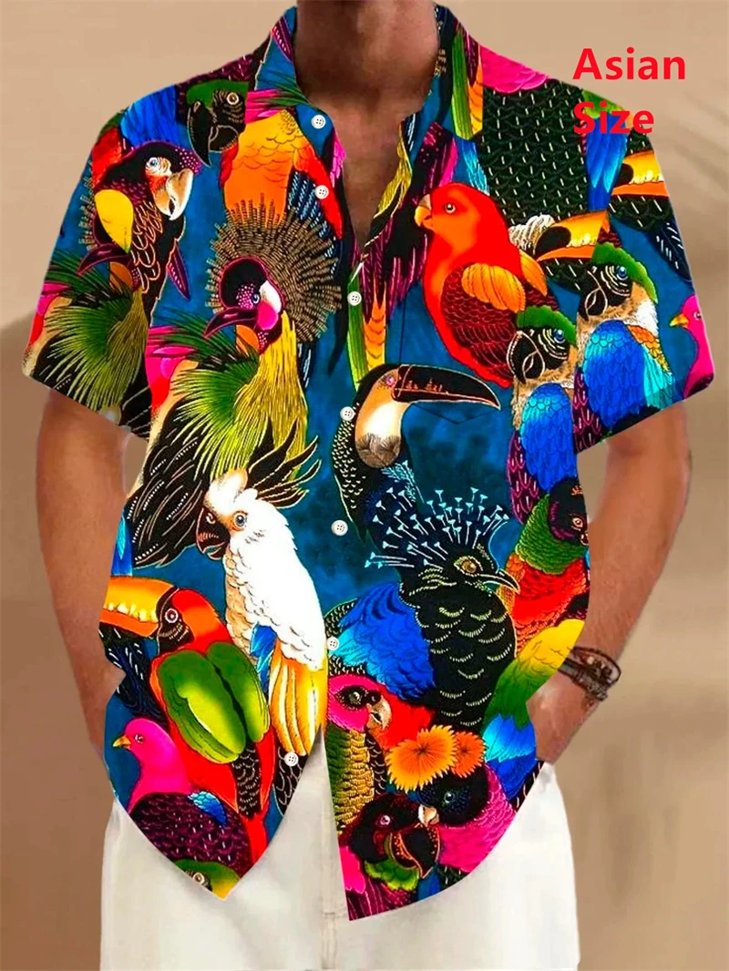 Cool Parrot 3d Print Hawaiian Shirt Men Women Fashion Turn Down Beach Shirts Hawaii Blouse Vocation Turn Down Collar Camisa Tees