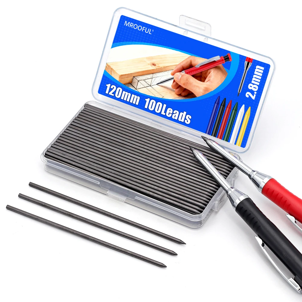 New Woodworking Mechanical Pencil Lead Refill, 100Pcs/Box 2.8mm Replaceable Black Lead -Engineering Marking Scribing Tool image 3