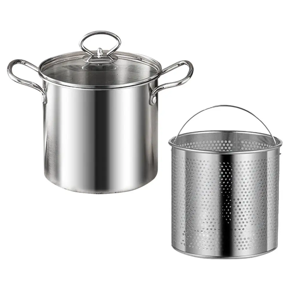 

Stainless Steel Fryer Pot 16cm Deep Pan Frying Basket Handle Mini Food Cooker Household Oil Saver Safe