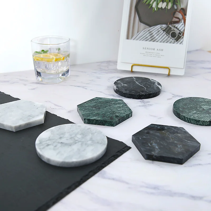 Wholesale 100PCS 10CM Simple Natural Marble Stone Coaster Drink Cup Coffee Pad Tea Mat Dining Table Placemat Decoration