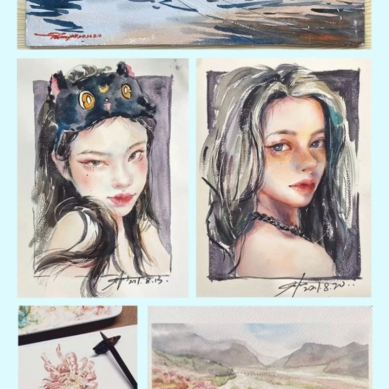 Watercolor Paper 32K/16K/8K 300g Cotton Fine Grain Paper Material Blank Color Card Book Art Paper Art Student Supplies