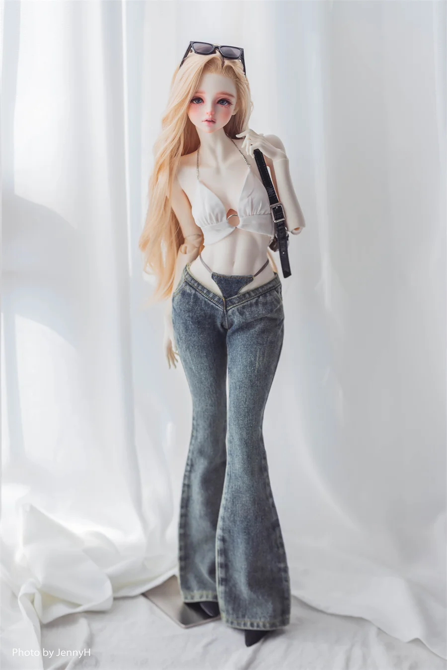 

BJD Doll Trousers Girls Toy 1/3 SD16 Impl Jeans Daily Dance Long Wide-leg Boot-cut Blue Wash Denim Beauty Gifts Doll Accessories
