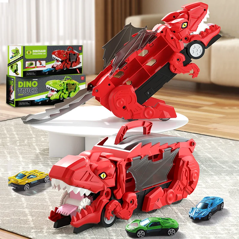 Dinossauro transformando carro com compartimento secreto e carro de brinquedo, brinquedo educativo para meninos envelhecidos 1-3-4perfect Mezco