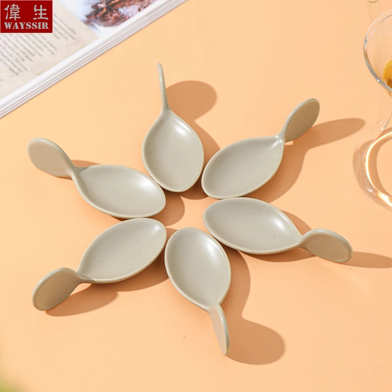 Colorful Porcelain Snack Dish Set, Fish Shaped Glazing, Hotel Buffet, Sauce Spoon, Dinner Ceramics Tableware, 6Pcs