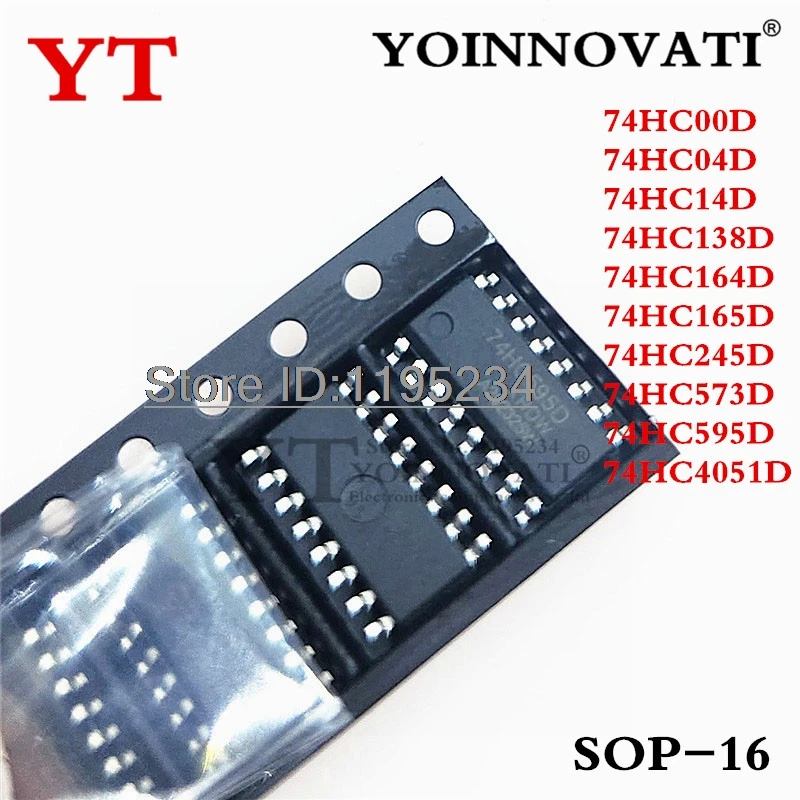 10Pcs New 74HC00D 74HC04D 74HC14D 74HC138D 74HC164D 74HC165D 74HC245D 74HC573D 74HC595D 74HC4051D IC Chip