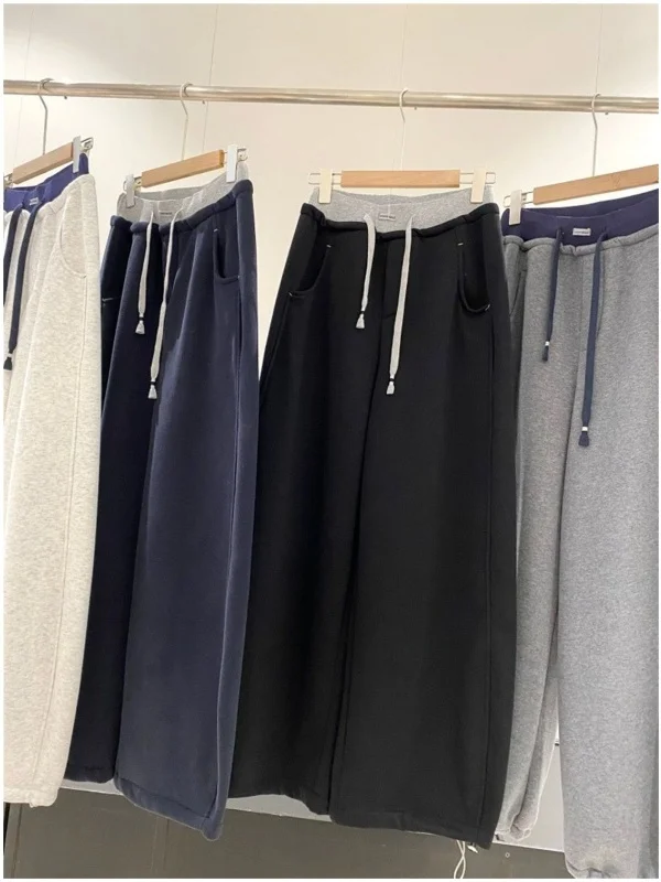 Korean Style High Waist Loose Fit Women's Sweatpants Unique Blade Shape Casual Trousers Fashionable Comfortable Straight Leg