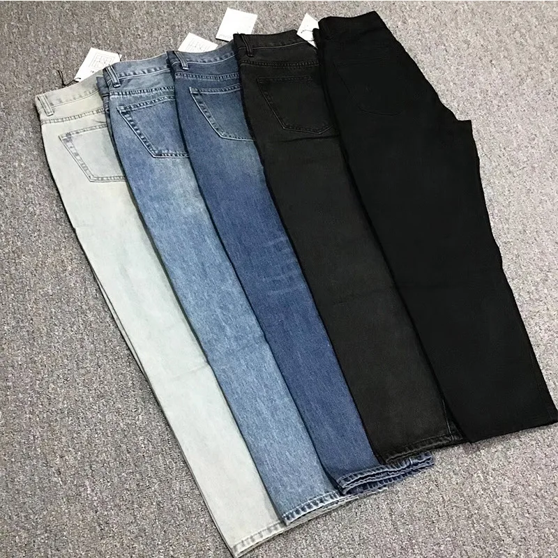 Jeans feminino reto de algodão, jeans casual solto, jeans de cintura alta, calça longa, feminina que combina com tudo, novo, primavera e verão, 2022