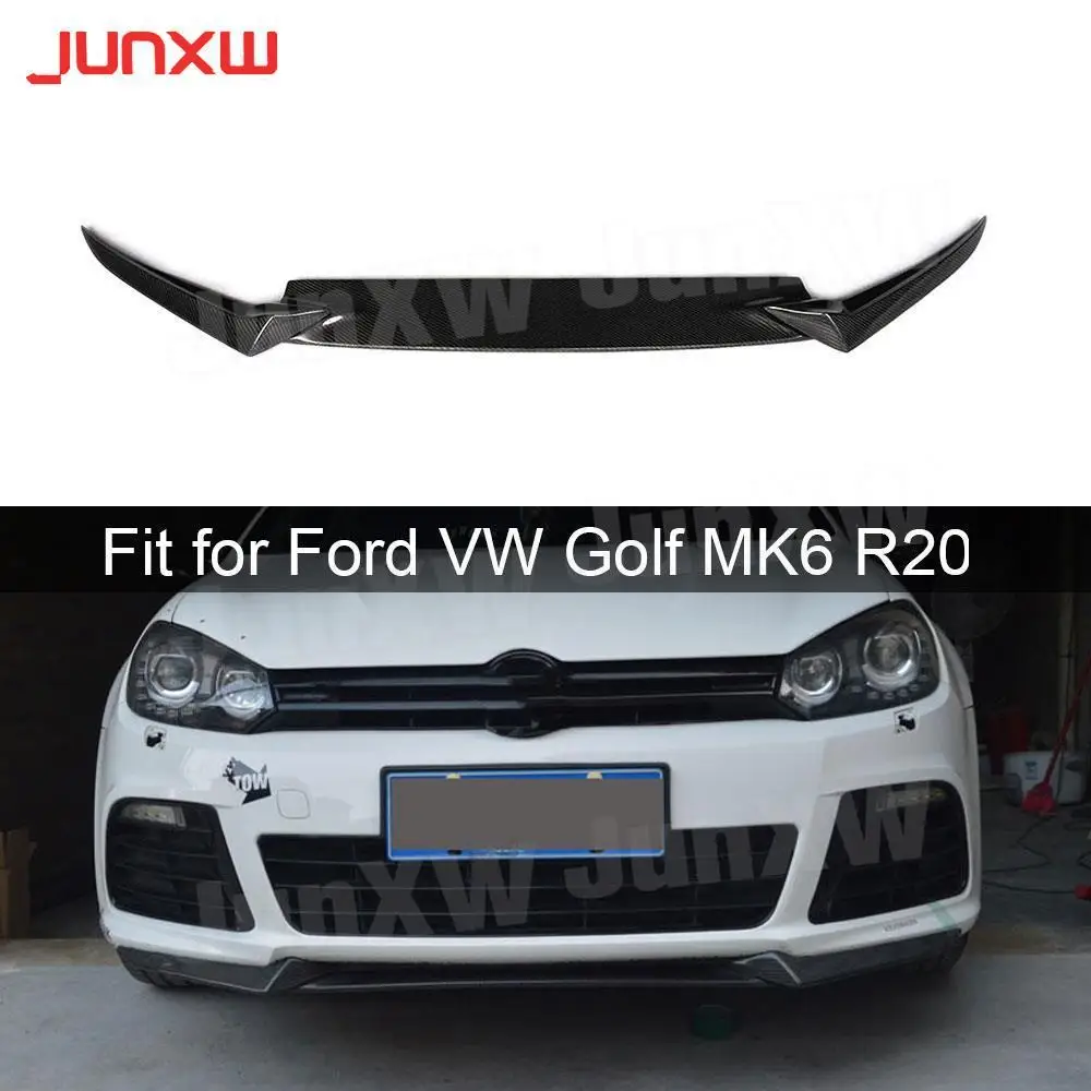 3PCS/Set Carbon Fiber Car Front Bumper Lip Spoiler Splitters Apron For Volkswagen VW Golf 6 VI MK6 R20 2010-2013 Head Shovel FRP