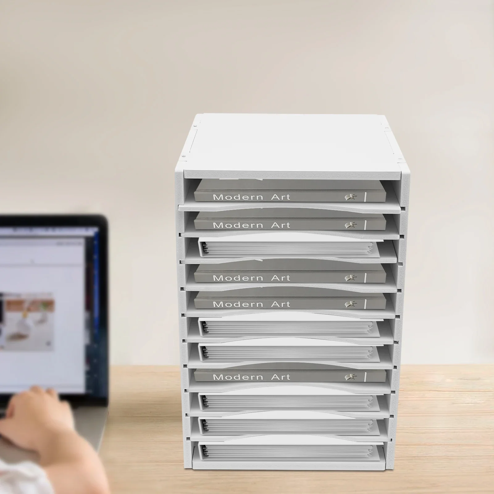 

Vertical 11 Grid File Storage Rack - White for office school to store office supplies, folders, personal items